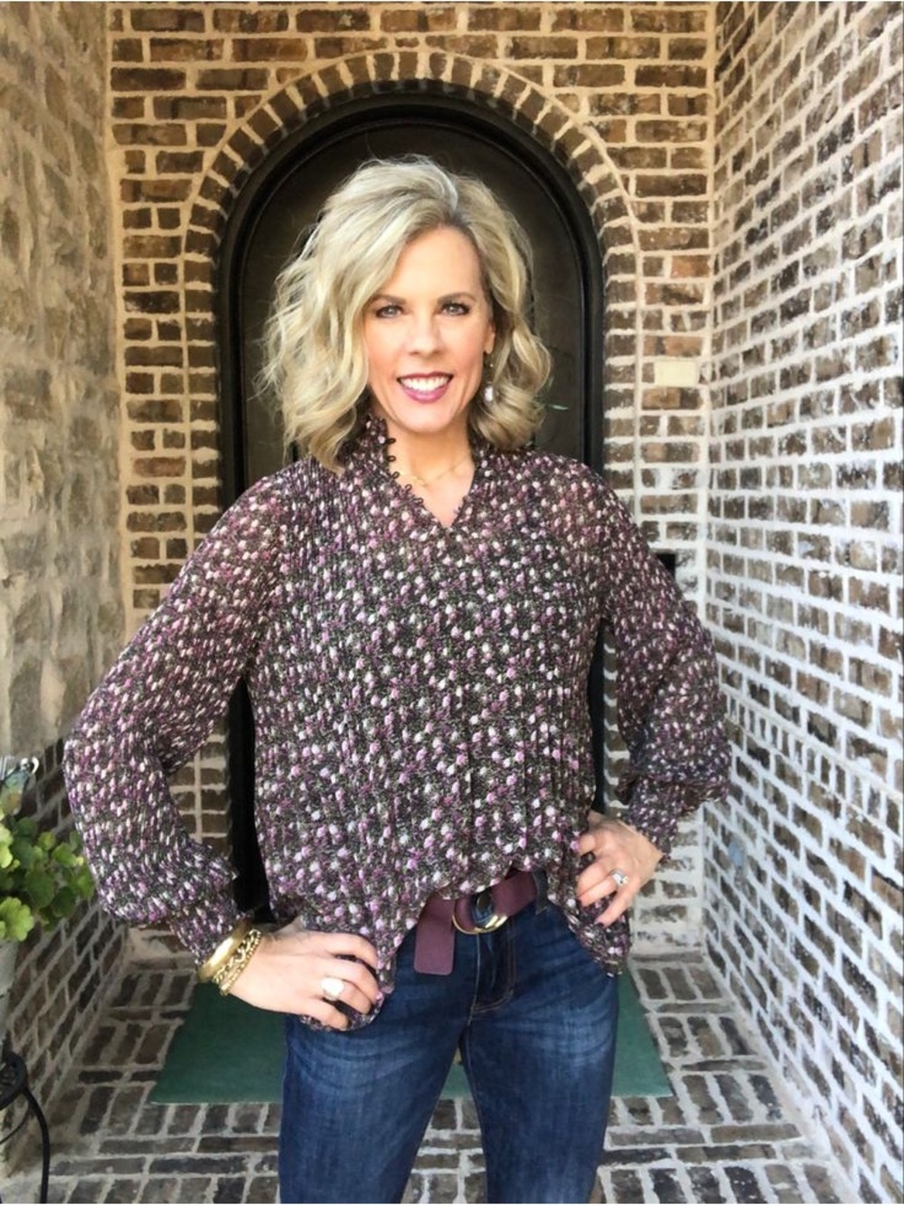 CABI Knife Pleat Blouse #3952 Loose Balloon Sleeve Floral Whimsygoth Fairy Boho